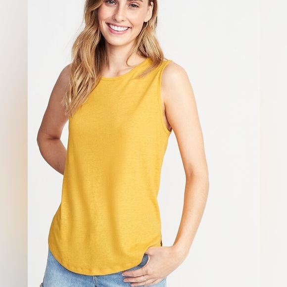 Old Navy Tops - NWT Old Navy Linen-Blend Relaxed Tie-Back Sleeveless Tank Top Women Small Yellow